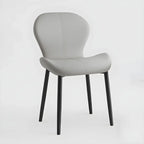 Art Deco Curved Back Leather Dining Chair Solid Back