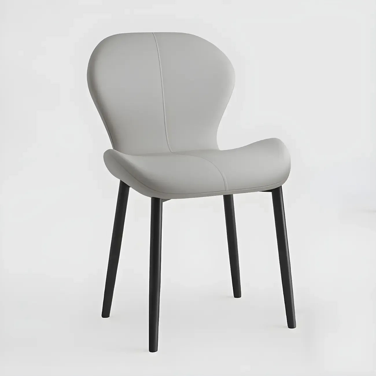 Art Deco Curved Back Leather Dining Chair Solid Back