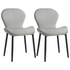 Art Deco Curved Back Leather Dining Chair Solid Back