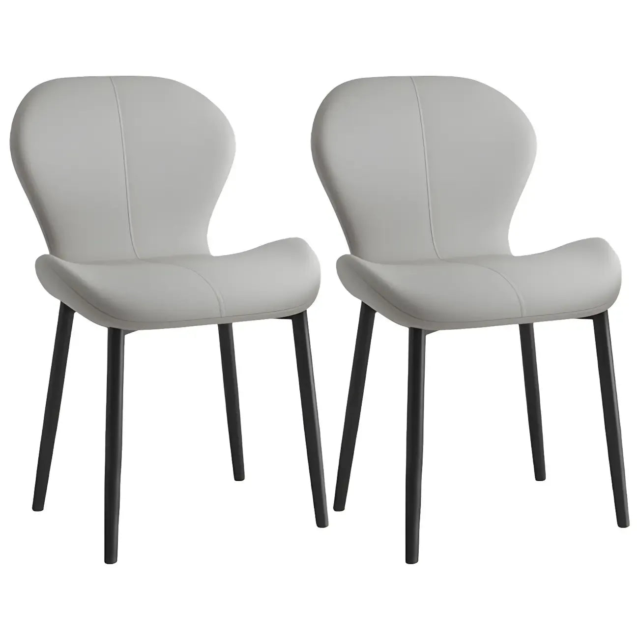 Art Deco Curved Back Leather Dining Chair Solid Back