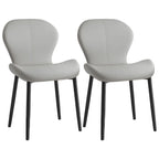 Art Deco Curved Back Leather Dining Chair Solid Back