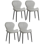 Art Deco Curved Back Leather Dining Chair Solid Back