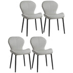 Art Deco Curved Back Leather Dining Chair Solid Back