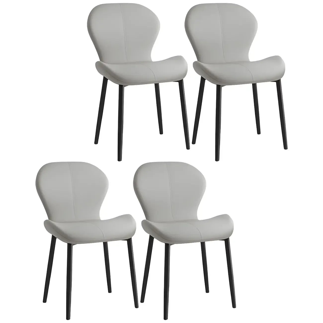 Art Deco Curved Back Leather Dining Chair Solid Back