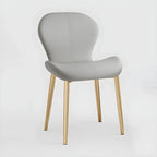Art Deco Curved Back Leather Dining Chair Solid Back
