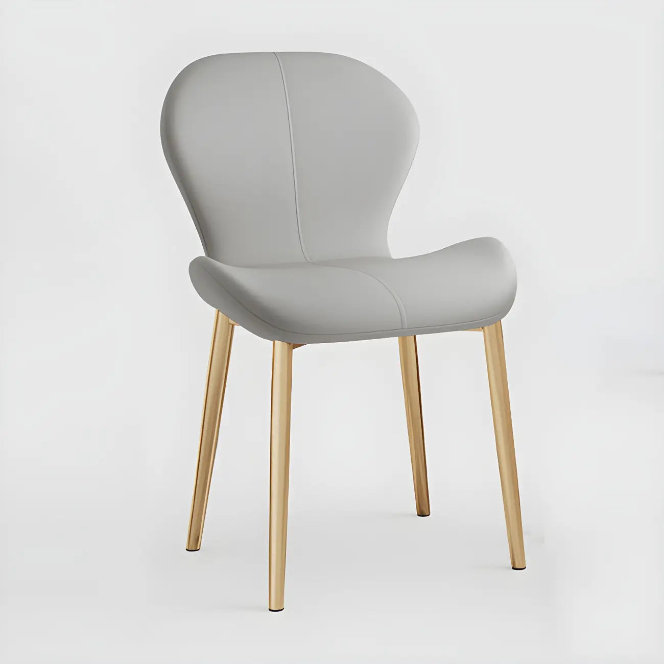 Art Deco Curved Back Leather Dining Chair Solid Back