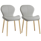 Art Deco Curved Back Leather Dining Chair Solid Back