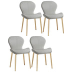 Art Deco Curved Back Leather Dining Chair Solid Back