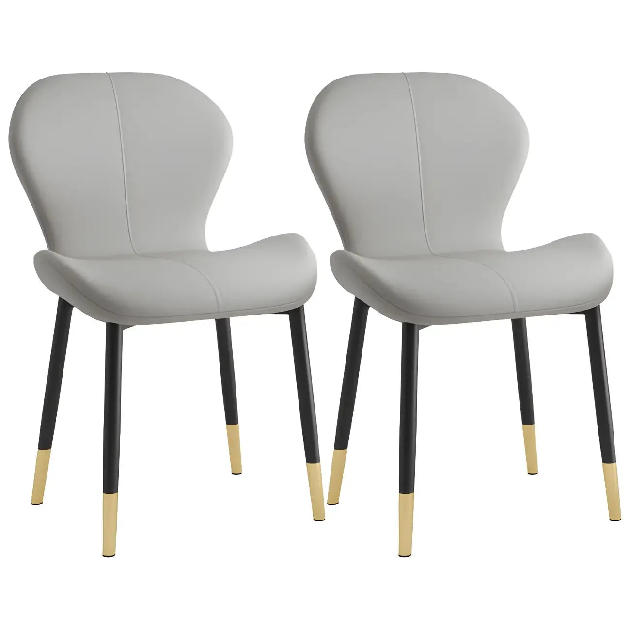 Art Deco Curved Back Leather Dining Chair Solid Back