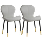 Art Deco Curved Back Leather Dining Chair Solid Back