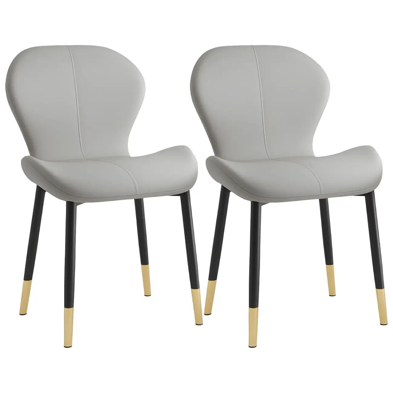 Art Deco Curved Back Leather Dining Chair Solid Back