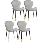 Art Deco Curved Back Leather Dining Chair Solid Back