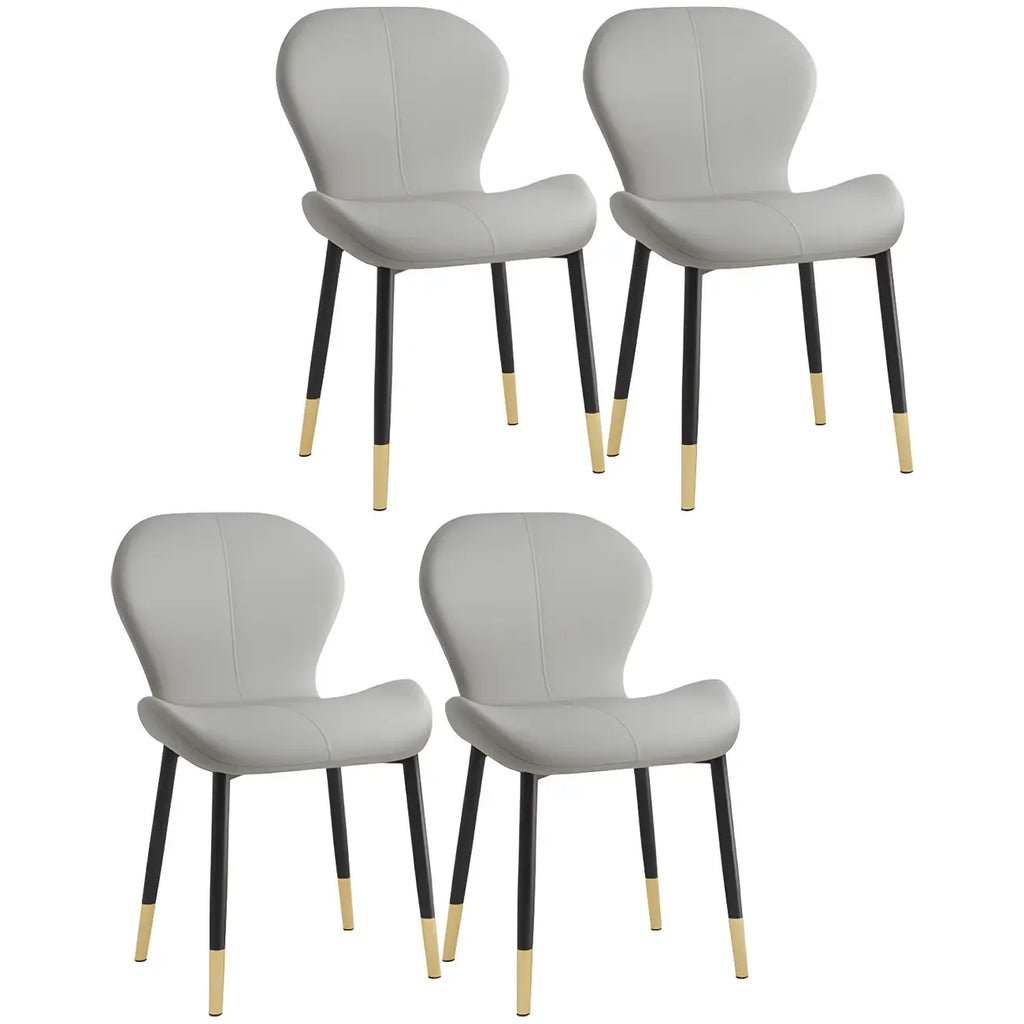 Art Deco Curved Back Leather Dining Chair Solid Back
