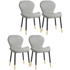 Art Deco Curved Back Leather Dining Chair Solid Back