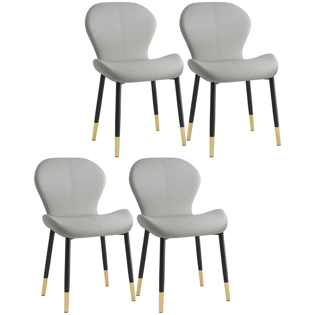 Art Deco Curved Back Leather Dining Chair Solid Back