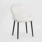 Art Deco Curved Back Leather Dining Chair Solid Back