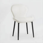 Art Deco Curved Back Leather Dining Chair Solid Back