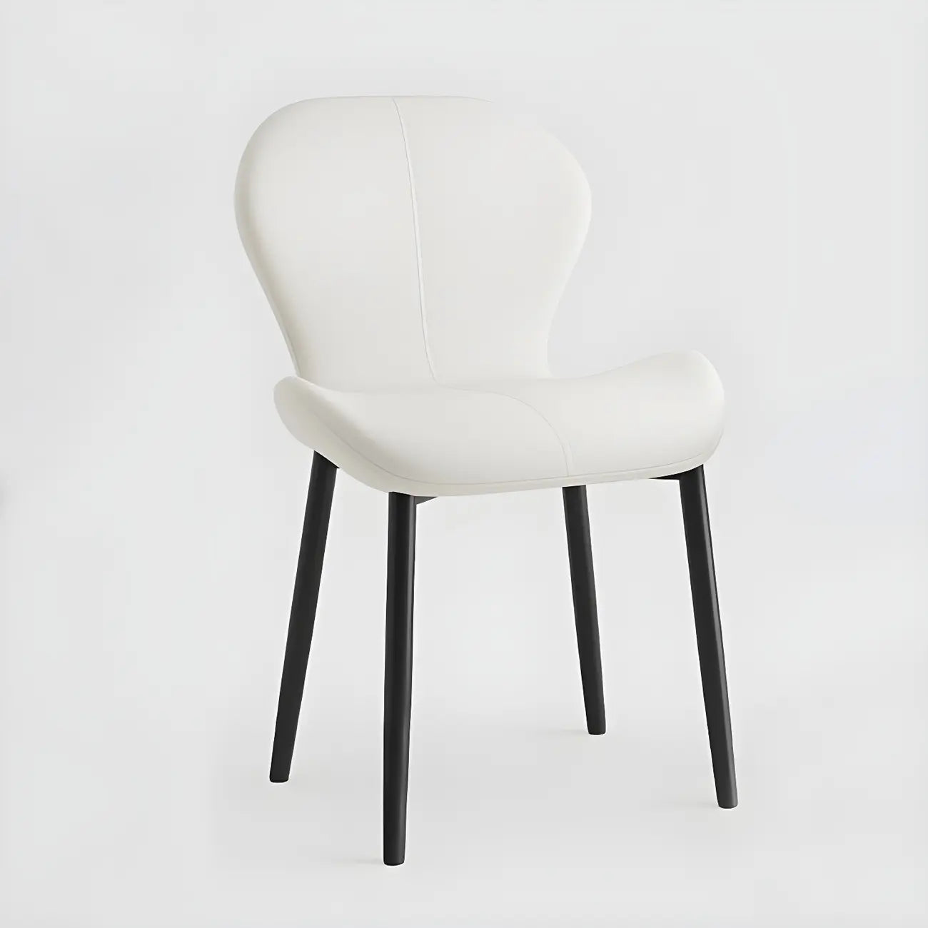 Art Deco Curved Back Leather Dining Chair Solid Back