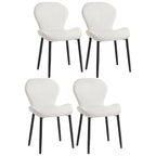 Art Deco Curved Back Leather Dining Chair Solid Back
