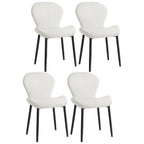 Art Deco Curved Back Leather Dining Chair Solid Back