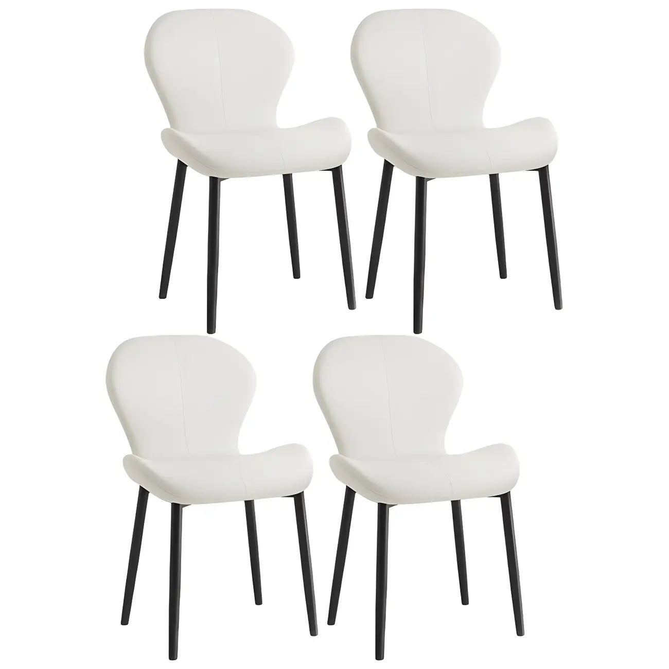 Art Deco Curved Back Leather Dining Chair Solid Back