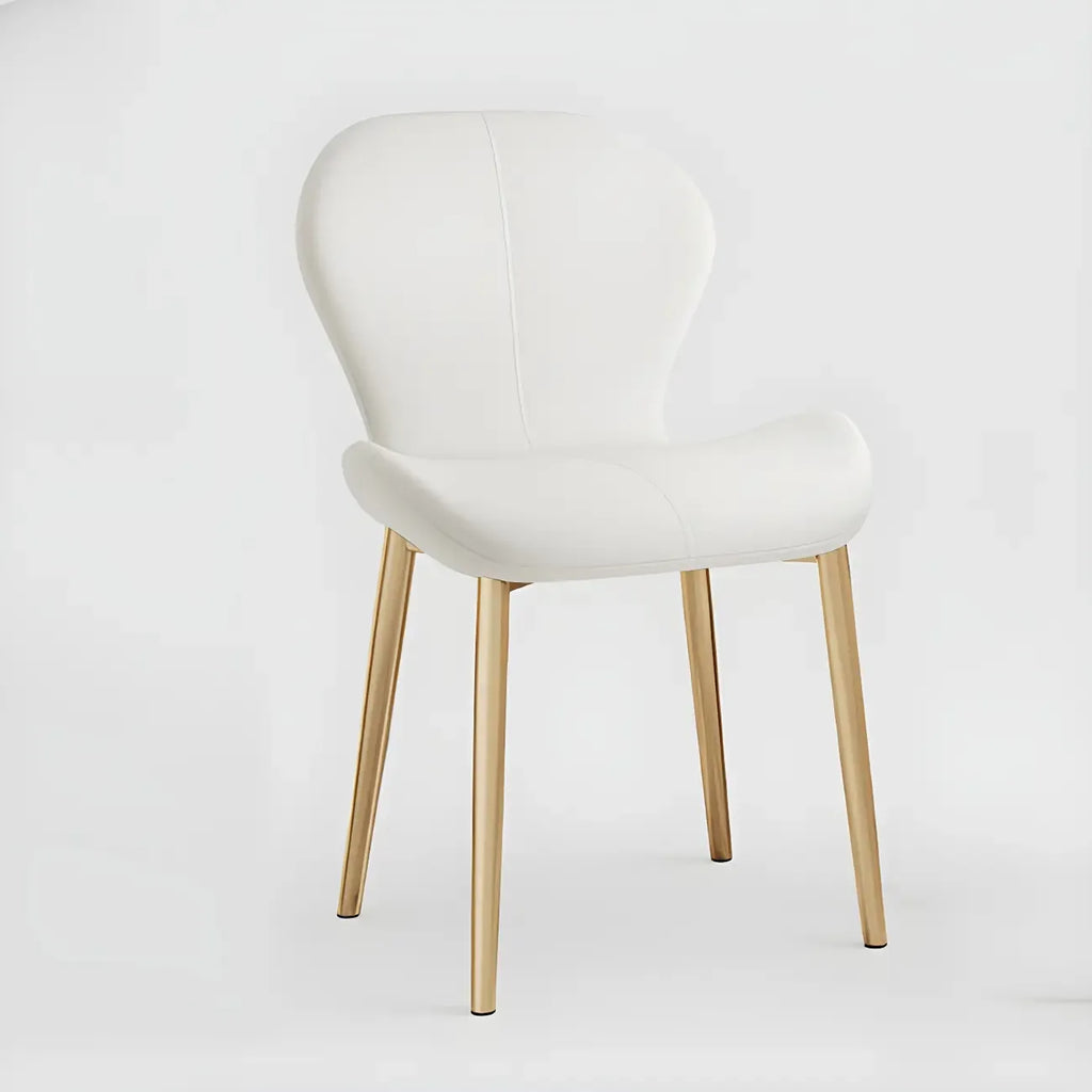 Art Deco Curved Back Leather Dining Chair Solid Back