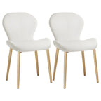 Art Deco Curved Back Leather Dining Chair Solid Back