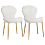 Art Deco Curved Back Leather Dining Chair Solid Back