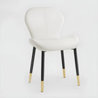 Art Deco Curved Back Leather Dining Chair Solid Back