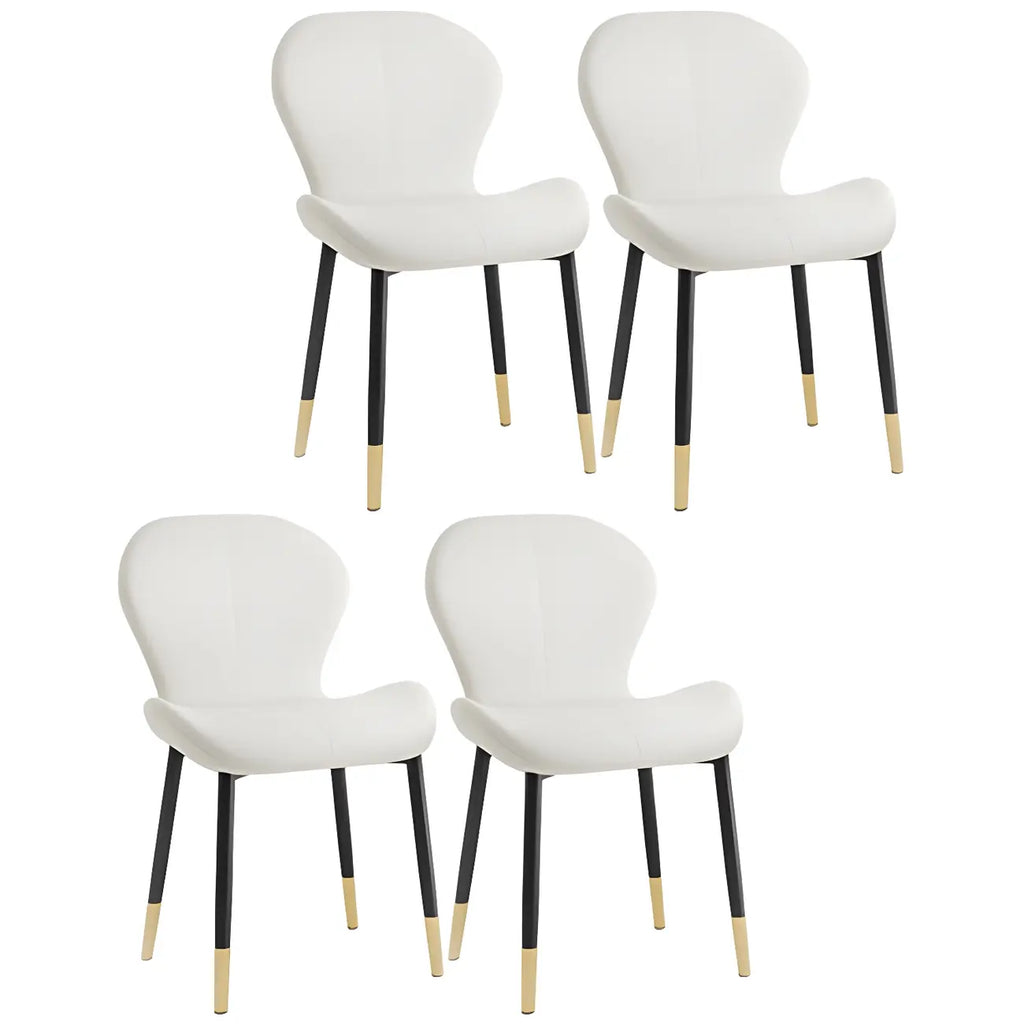 Art Deco Curved Back Leather Dining Chair Solid Back