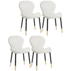 Art Deco Curved Back Leather Dining Chair Solid Back