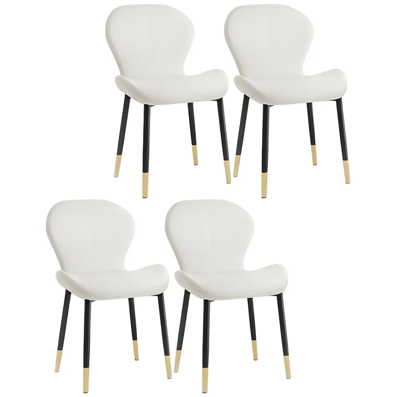 Art Deco Curved Back Leather Dining Chair Solid Back