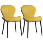 Art Deco Curved Back Leather Dining Chair Solid Back