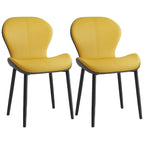 Art Deco Curved Back Leather Dining Chair Solid Back