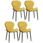 Art Deco Curved Back Leather Dining Chair Solid Back