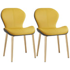 Art Deco Curved Back Leather Dining Chair Solid Back