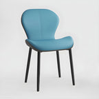 Art Deco Curved Back Leather Dining Chair Solid Back