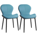 Art Deco Curved Back Leather Dining Chair Solid Back