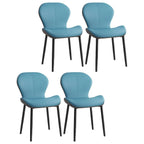 Art Deco Curved Back Leather Dining Chair Solid Back