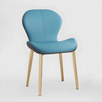 Art Deco Curved Back Leather Dining Chair Solid Back