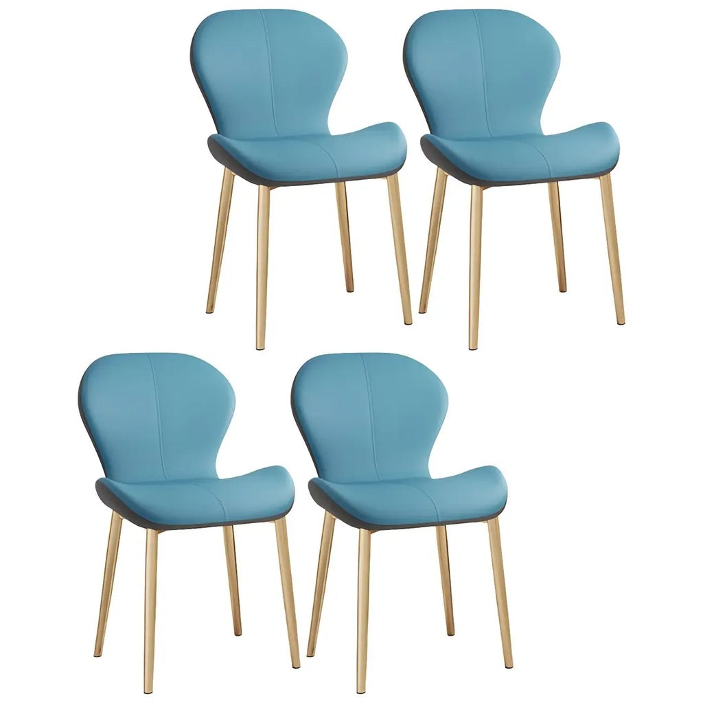 Art Deco Curved Back Leather Dining Chair Solid Back