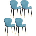 Art Deco Curved Back Leather Dining Chair Solid Back