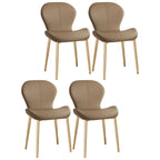 Art Deco Curved Back Leather Dining Chair Solid Back
