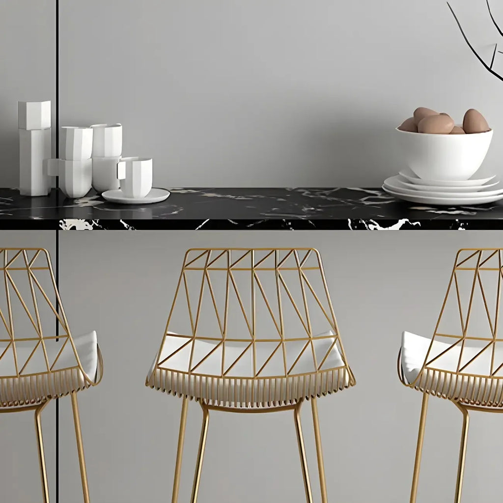 Black Rectangle Marble Tall Bar Table Gold Base