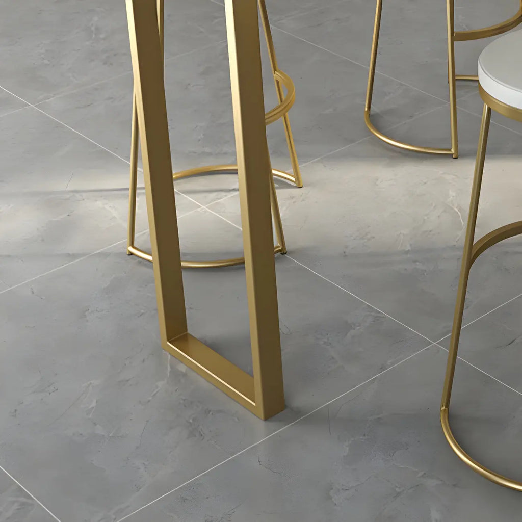 Black Rectangle Marble Tall Bar Table Gold Base
