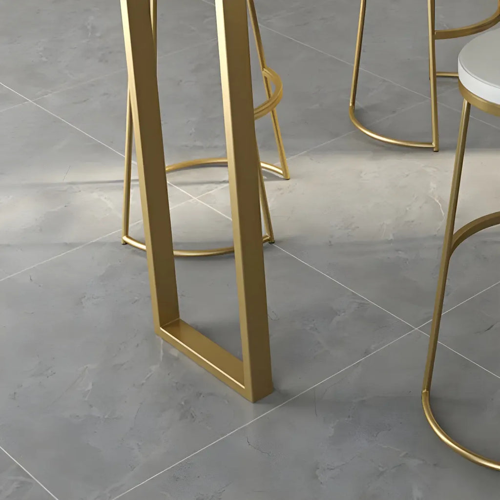 Black Rectangle Marble Tall Bar Table Gold Base