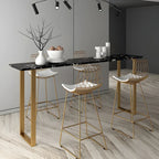 Black Rectangle Marble Tall Bar Table Gold Base