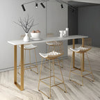 Black Rectangle Marble Tall Bar Table Gold Base