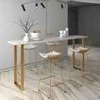 Black Rectangle Marble Tall Bar Table Gold Base