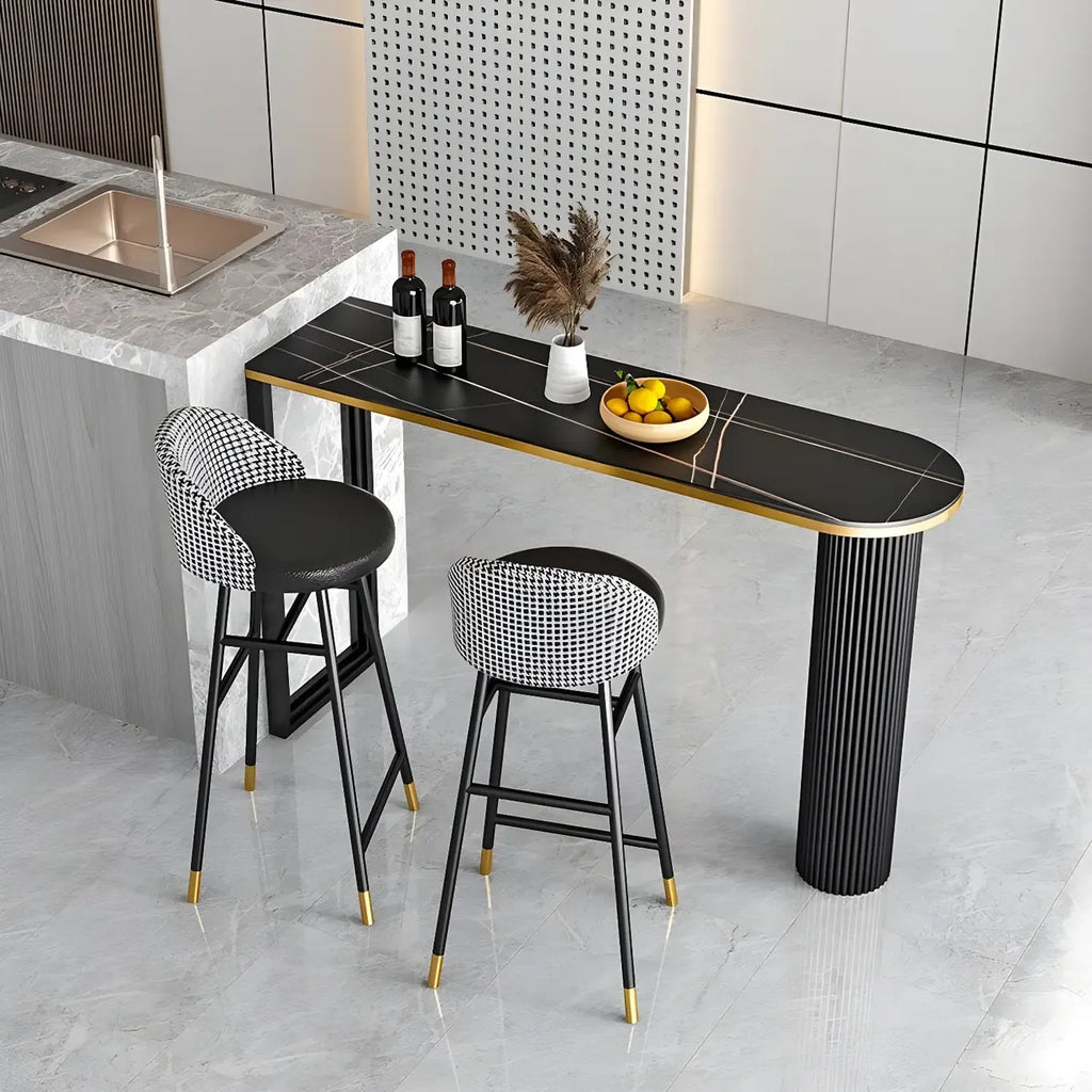 Modern Oval Stone Top High Bartop Table for Kitchen Island